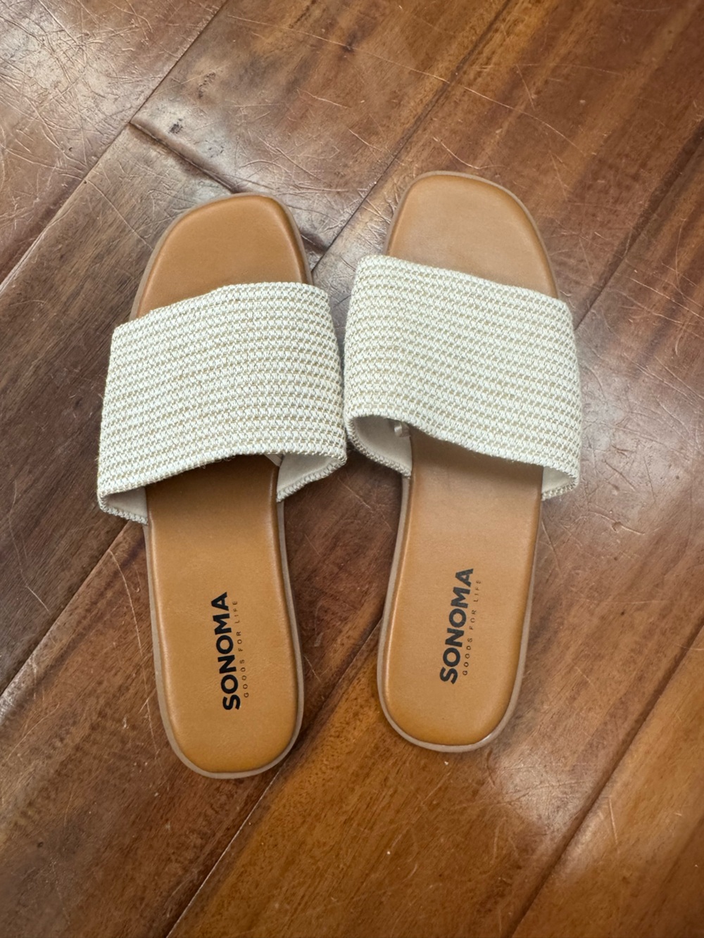 Sonoma Woven Sandals Tan Footbed Cream Slide for Women